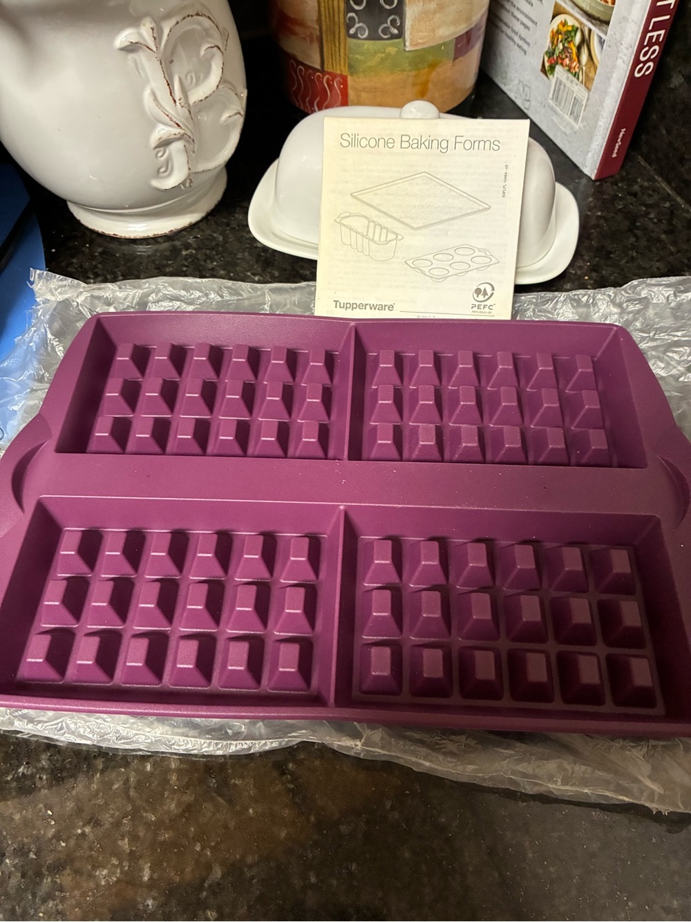 Tupperware Purple Silicone Waffle Baking Mold